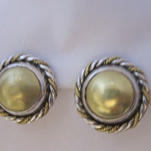 925 Silver two tone clip earrings